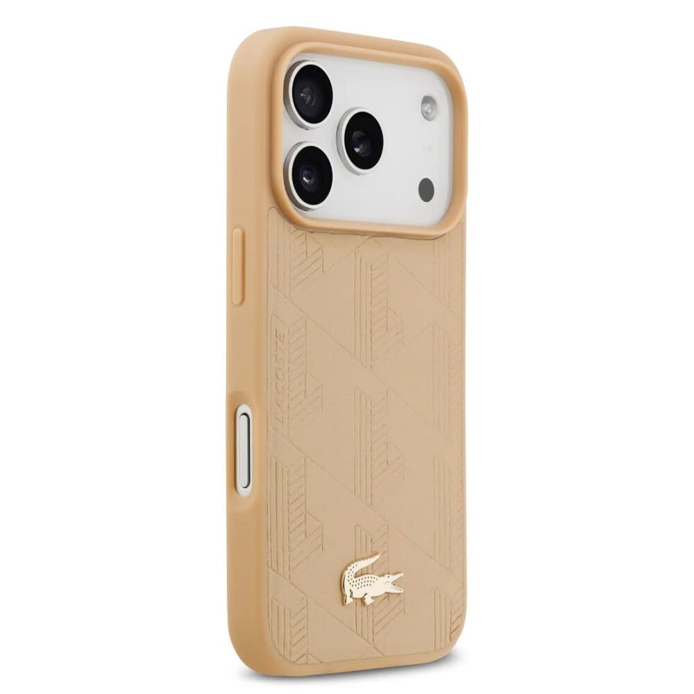 Lacoste Lacoste iPhone 17 Pro Max Back cover coque - MagSafe - Monogramme Print With Gold Logo - Beige Lacoste Lacoste iPhone 17 Pro Max Back cover coque - MagSafe - Monogramme Print With Gold Logo - Beige