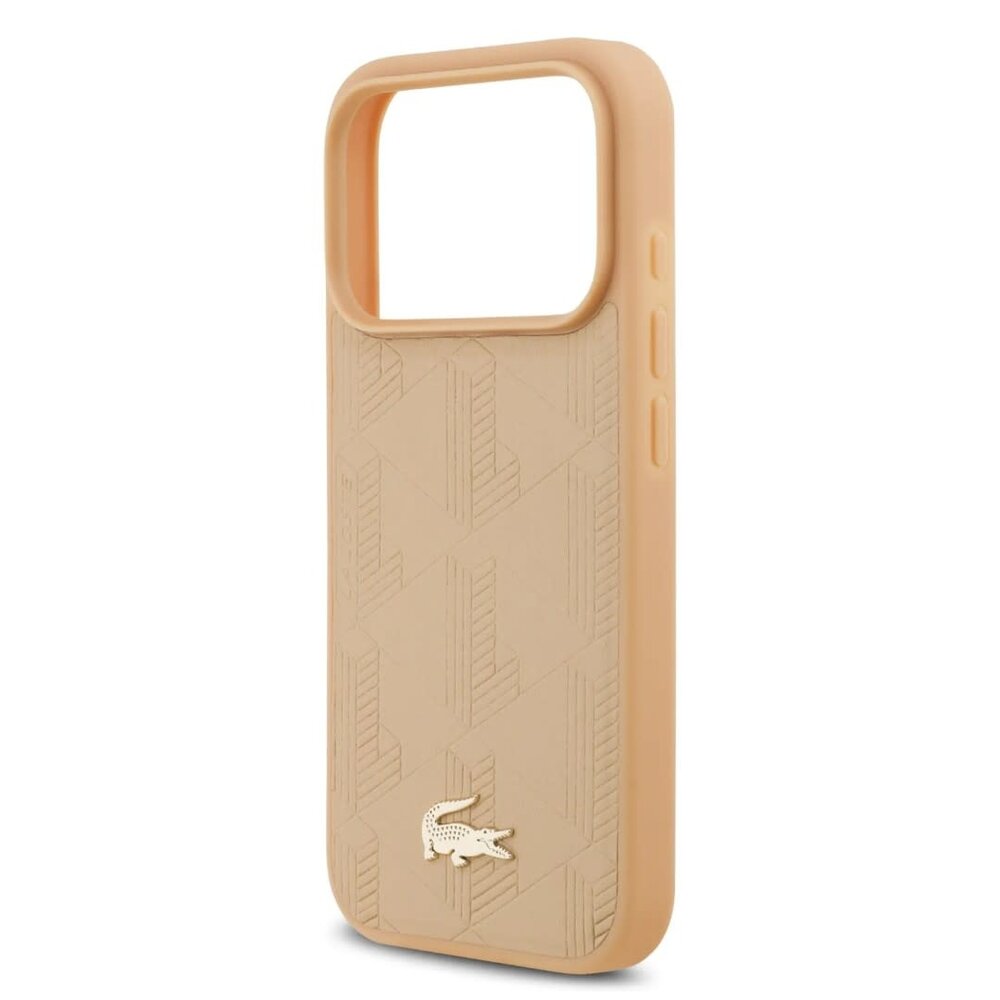 Lacoste Lacoste iPhone 17 Pro Max Backcover hoesje - MagSafe - Monogramme Print With Gold Logo - Beige Lacoste Lacoste iPhone 17 Pro Max Backcover hoesje - MagSafe - Monogramme Print With Gold Logo - Beige