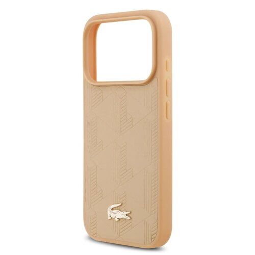Lacoste Lacoste iPhone 17 Pro Max/iPhone 18 Pro Max Coque arrière MagSafe Imprimé monogramme avec logo doré - Beige