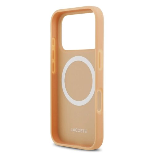 Lacoste Lacoste iPhone 17 Pro Max/iPhone 18 Pro Max Coque arrière MagSafe Imprimé monogramme avec logo doré - Beige