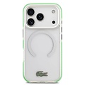 Lacoste Lacoste iPhone 17 Pro/iPhone 18 Pro Handyhülle MagSafe Mattierte Oberfläche Grüner Rand - Transparent