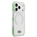 Lacoste Lacoste iPhone 17 Pro Max/iPhone 18 Pro Max Coque arrière MagSafe Finition dépolie Bord vert - Transparent