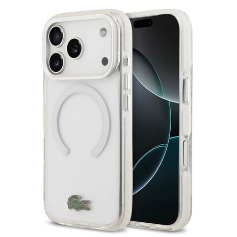 Lacoste Lacoste iPhone 17 Pro Back cover coque - MagSafe - Frosted Finish - Blanc Lacoste Lacoste iPhone 17 Pro Back cover coque - MagSafe - Frosted Finish - Blanc