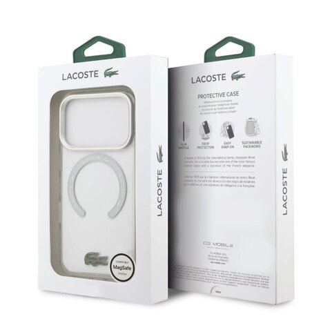 Lacoste Lacoste iPhone 17 Pro Back-Cover hul - MagSafe - Frosted Finish - Weiß Lacoste Lacoste iPhone 17 Pro Back-Cover hul - MagSafe - Frosted Finish - Weiß