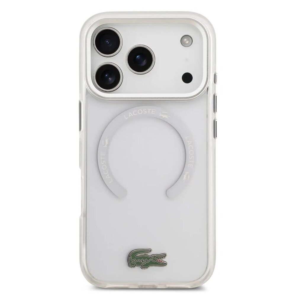 Lacoste Lacoste iPhone 17 Pro Max Backcover hoesje - MagSafe - Frosted Finish - Wit Lacoste Lacoste iPhone 17 Pro Max Backcover hoesje - MagSafe - Frosted Finish - Wit