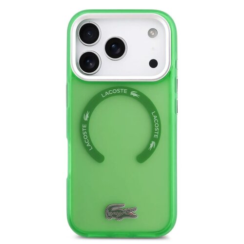 Lacoste Lacoste iPhone 17 Pro/iPhone 18 Pro Coque arrière MagSafe Finition transparente et dépolie - Vert