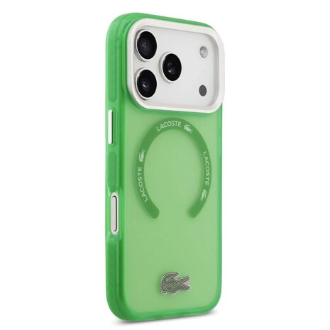 Lacoste Lacoste iPhone 17 Pro Backcover hoesje - MagSafe - Transparent Case With Frosted Finish - Groen Lacoste Lacoste iPhone 17 Pro Backcover hoesje - MagSafe - Transparent Case With Frosted Finish - Groen