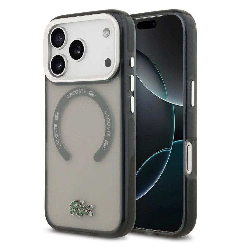 Lacoste Lacoste iPhone 17 Pro Back-Cover hul - MagSafe - Transparent Case With Frosted Finish - Grau Lacoste Lacoste iPhone 17 Pro Back-Cover hul - MagSafe - Transparent Case With Frosted Finish - Grau