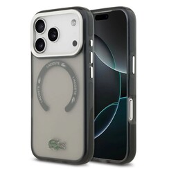 Lacoste iPhone 17 Pro/iPhone 18 Pro Backcover hoesje - MagSafe - Transparent Case With Frosted Finish - Grijs