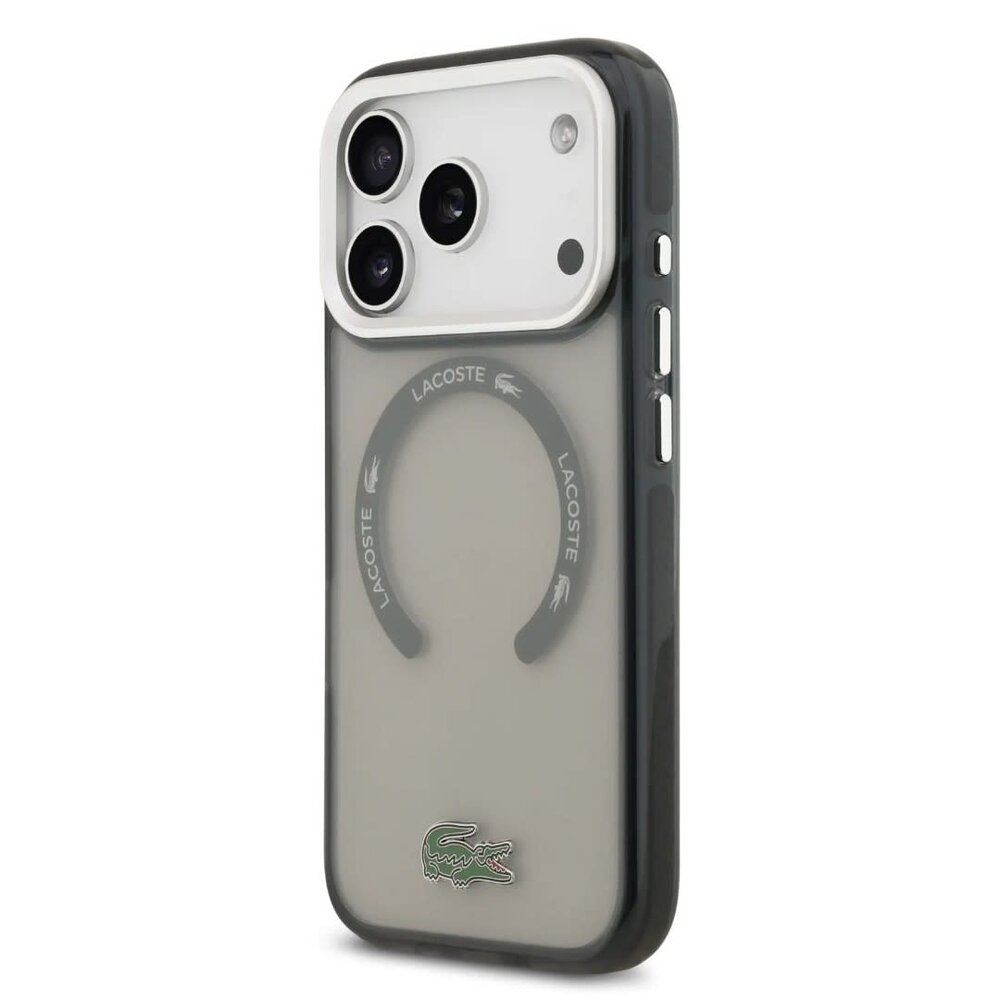 Lacoste Lacoste iPhone 17 Pro Backcover hoesje - MagSafe - Transparent Case With Frosted Finish - Grijs Lacoste Lacoste iPhone 17 Pro Backcover hoesje - MagSafe - Transparent Case With Frosted Finish - Grijs