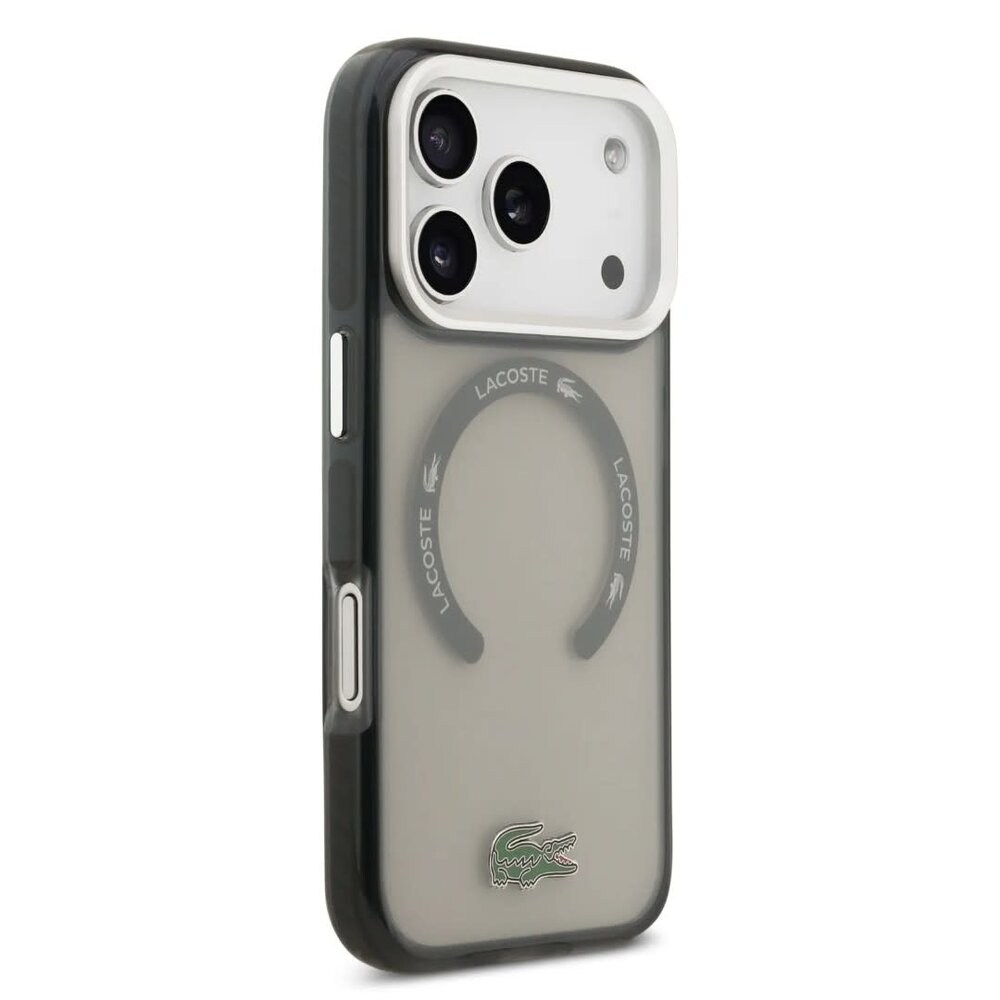Lacoste Lacoste iPhone 17 Pro Back-Cover hul - MagSafe - Transparent Case With Frosted Finish - Grau Lacoste Lacoste iPhone 17 Pro Back-Cover hul - MagSafe - Transparent Case With Frosted Finish - Grau