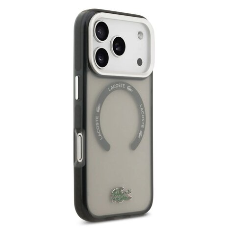 Lacoste Lacoste iPhone 17 Pro Back-Cover hul - MagSafe - Transparent Case With Frosted Finish - Grau Lacoste Lacoste iPhone 17 Pro Back-Cover hul - MagSafe - Transparent Case With Frosted Finish - Grau