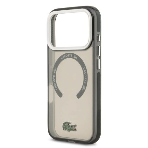 Lacoste Lacoste iPhone 17 Pro Max/iPhone 18 Pro Max Coque arrière MagSafe Finition transparente et dépolie - Gris