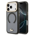 Lacoste Lacoste iPhone 17 Pro Max/iPhone 18 Pro Max Coque arrière MagSafe Finition transparente et dépolie Bord doré - Noir