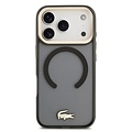 Lacoste Lacoste iPhone 17 Pro Max/iPhone 18 Pro Max Coque arrière MagSafe Finition transparente et dépolie Bord doré - Noir