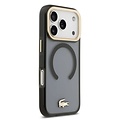 Lacoste Lacoste iPhone 17 Pro Max/iPhone 18 Pro Max Coque arrière MagSafe Finition transparente et dépolie Bord doré - Noir