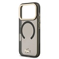 Lacoste Lacoste iPhone 17 Pro Max/iPhone 18 Pro Max Coque arrière MagSafe Finition transparente et dépolie Bord doré - Noir