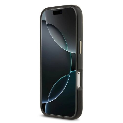 Lacoste Lacoste iPhone 17 Pro Max/iPhone 18 Pro Max Coque arrière MagSafe Finition transparente et dépolie Bord doré - Noir