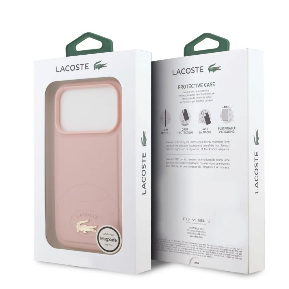 Lacoste Lacoste iPhone 17 Pro Back cover case - MagSafe - Bliss Design - Pink Lacoste Lacoste iPhone 17 Pro Back cover case - MagSafe - Bliss Design - Pink