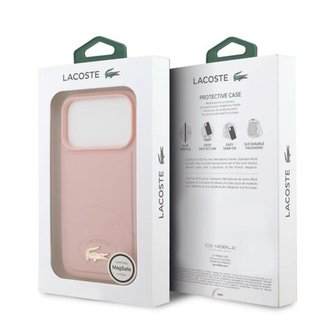 Lacoste Lacoste iPhone 17 Pro Back cover case - MagSafe - Bliss Design - Pink Lacoste Lacoste iPhone 17 Pro Back cover case - MagSafe - Bliss Design - Pink
