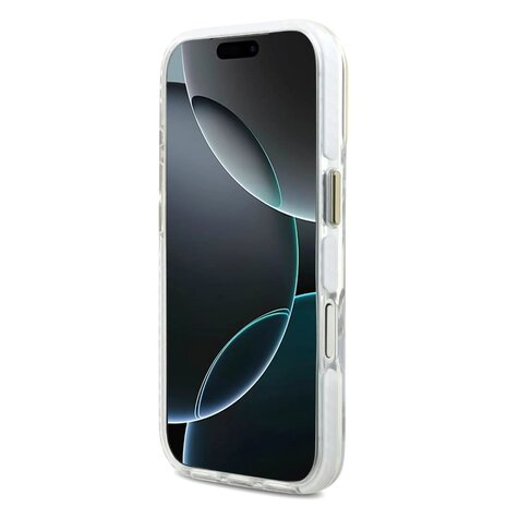 Lacoste Lacoste iPhone 17 Pro Back-Cover hul - MagSafe - Transparent Case With Frosted Finish - Gold Edge - Weiß Lacoste Lacoste iPhone 17 Pro Back-Cover hul - MagSafe - Transparent Case With Frosted Finish - Gold Edge - Weiß