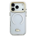 Lacoste Lacoste iPhone 17 Pro/iPhone 18 Pro Coque arrière MagSafe Finition transparente et dépolie Bord doré - Blanc