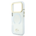 Lacoste Lacoste iPhone 17 Pro Max/iPhone 18 Pro Max Coque arrière MagSafe Finition transparente et dépolie Bord doré - Blanc