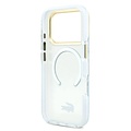 Lacoste Lacoste iPhone 17 Pro Max/iPhone 18 Pro Max Coque arrière MagSafe Finition transparente et dépolie Bord doré - Blanc
