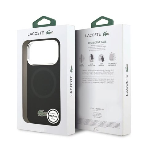 Lacoste Lacoste iPhone 17 Pro Back cover coque - MagSafe - Metal Logo - Noir