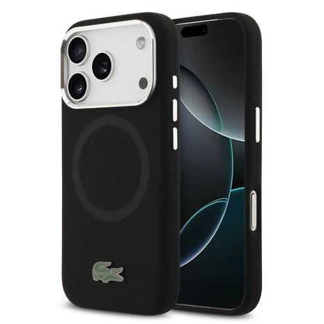 Lacoste Lacoste iPhone 17 Pro Back cover coque - MagSafe - Metal Logo - Noir