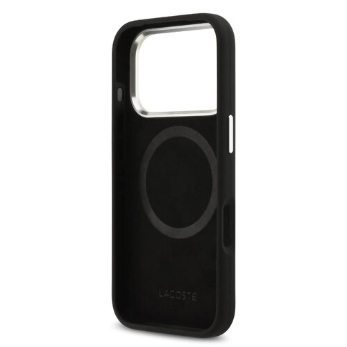 Lacoste Lacoste iPhone 17 Pro Max/iPhone 18 Pro Max Coque arrière MagSafe Logo métallique - Noir