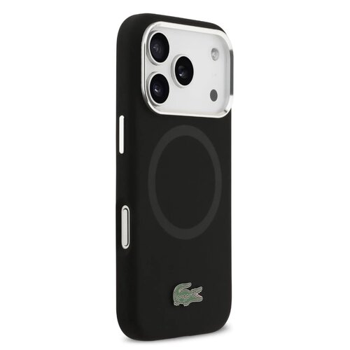 Lacoste Lacoste iPhone 17 Pro Max/iPhone 18 Pro Max Coque arrière MagSafe Logo métallique - Noir