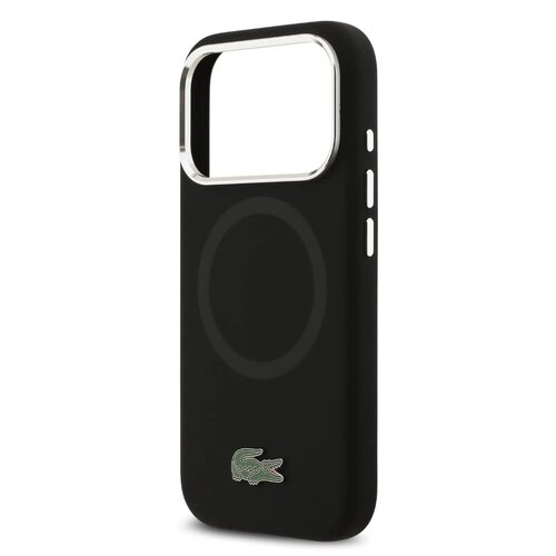 Lacoste Lacoste iPhone 17 Pro Max/iPhone 18 Pro Max Coque arrière MagSafe Logo métallique - Noir