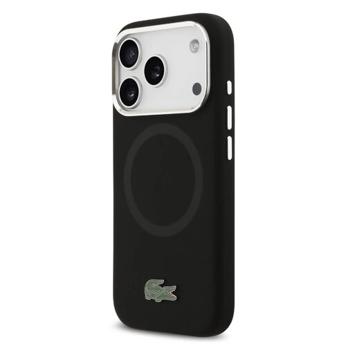 Lacoste Lacoste iPhone 17 Pro Max/iPhone 18 Pro Max Coque arrière MagSafe Logo métallique - Noir