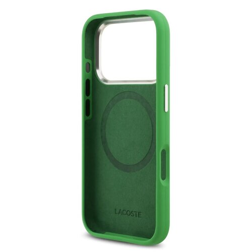 Lacoste Lacoste iPhone 17 Pro/iPhone 18 Pro Coque arrière MagSafe Logo métallique - Vert