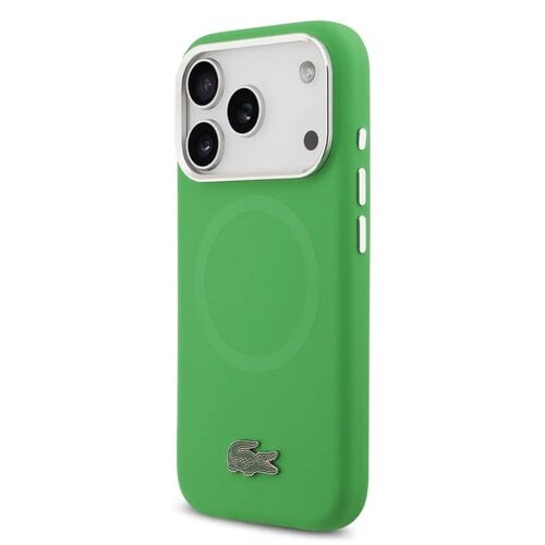 Lacoste Lacoste iPhone 17 Pro Max/iPhone 18 Pro Max Coque arrière MagSafe Logo métallique - Vert