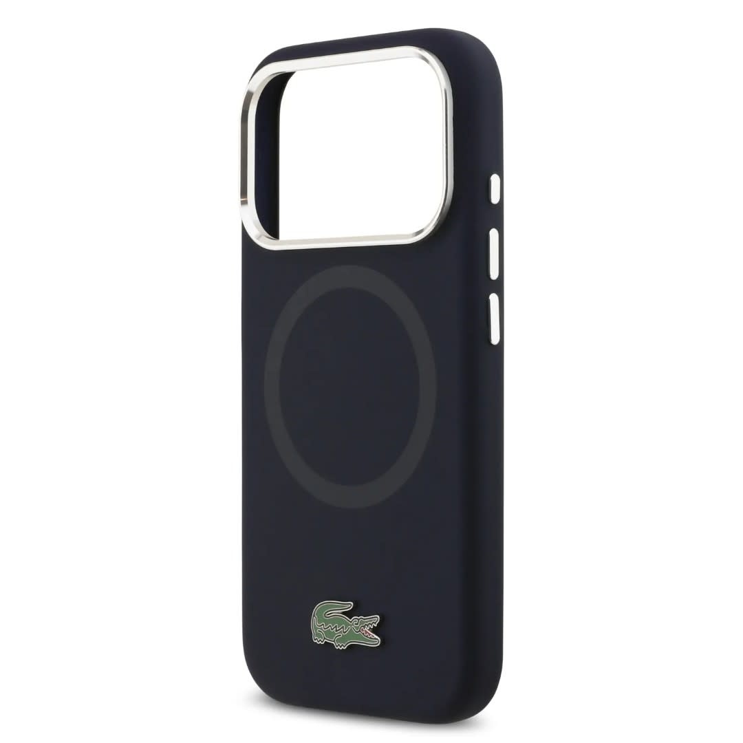 Lacoste Lacoste iPhone 17 Pro Backcover hoesje - MagSafe - Metal Logo - Navy, foto 5 van 6