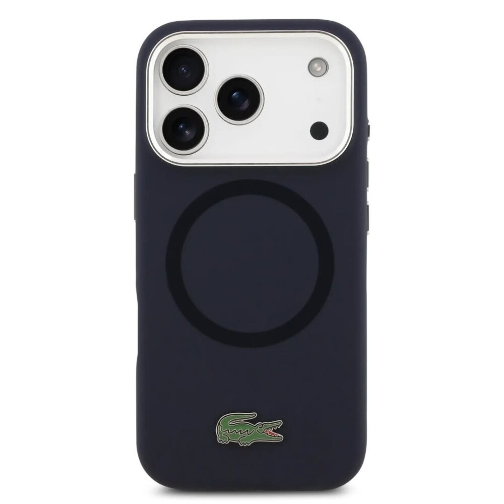 Lacoste Lacoste iPhone 17 Pro Backcover hoesje - MagSafe - Metal Logo - Navy Lacoste Lacoste iPhone 17 Pro Backcover hoesje - MagSafe - Metal Logo - Navy