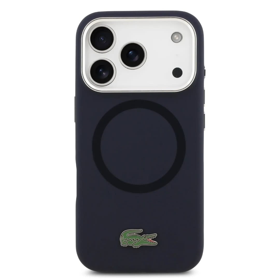 Lacoste Lacoste iPhone 17 Pro Backcover hoesje - MagSafe - Metal Logo - Navy, foto 3 van 6