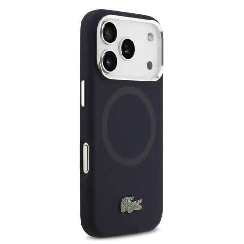 Lacoste Lacoste iPhone 17 Pro/iPhone 18 Pro Coque arrière MagSafe Logo métallique - Bleu marine