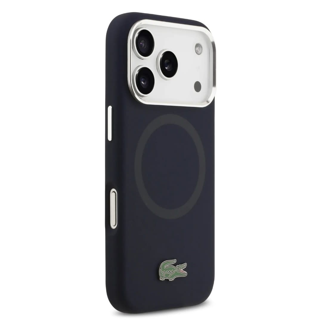 Lacoste Lacoste iPhone 17 Pro Backcover hoesje - MagSafe - Metal Logo - Navy, foto 4 van 6