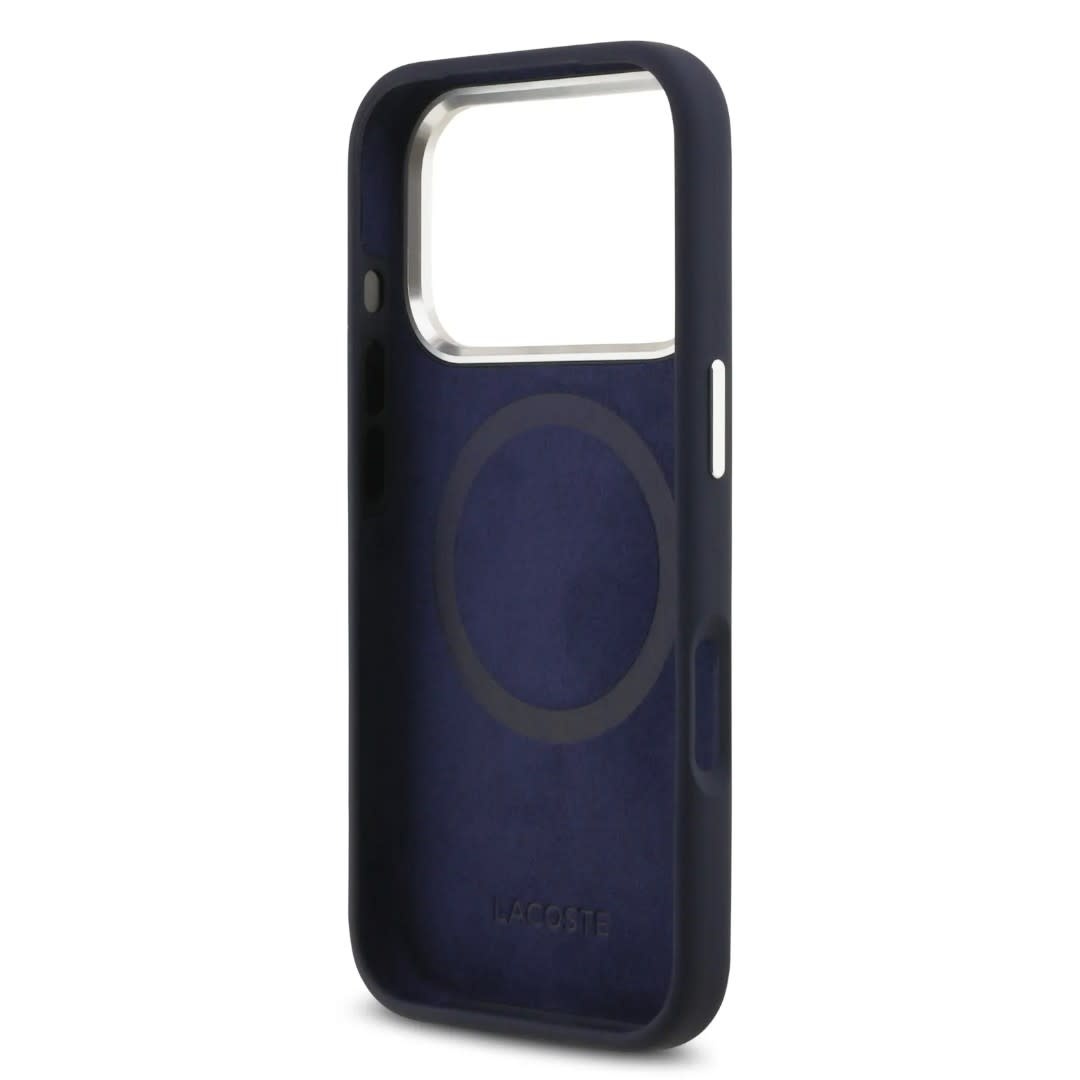 Lacoste Lacoste iPhone 17 Pro Backcover hoesje - MagSafe - Metal Logo - Navy, foto 6 van 6