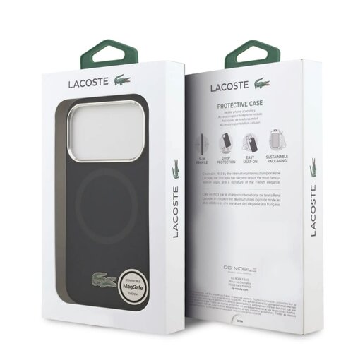Lacoste Lacoste iPhone 17 Pro/iPhone 18 Pro Coque arrière MagSafe Logo métallique - Bleu marine