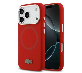 Lacoste Lacoste iPhone 17 Pro Backcover hoesje - MagSafe - Metal Logo - Rood Lacoste Lacoste iPhone 17 Pro Backcover hoesje - MagSafe - Metal Logo - Rood