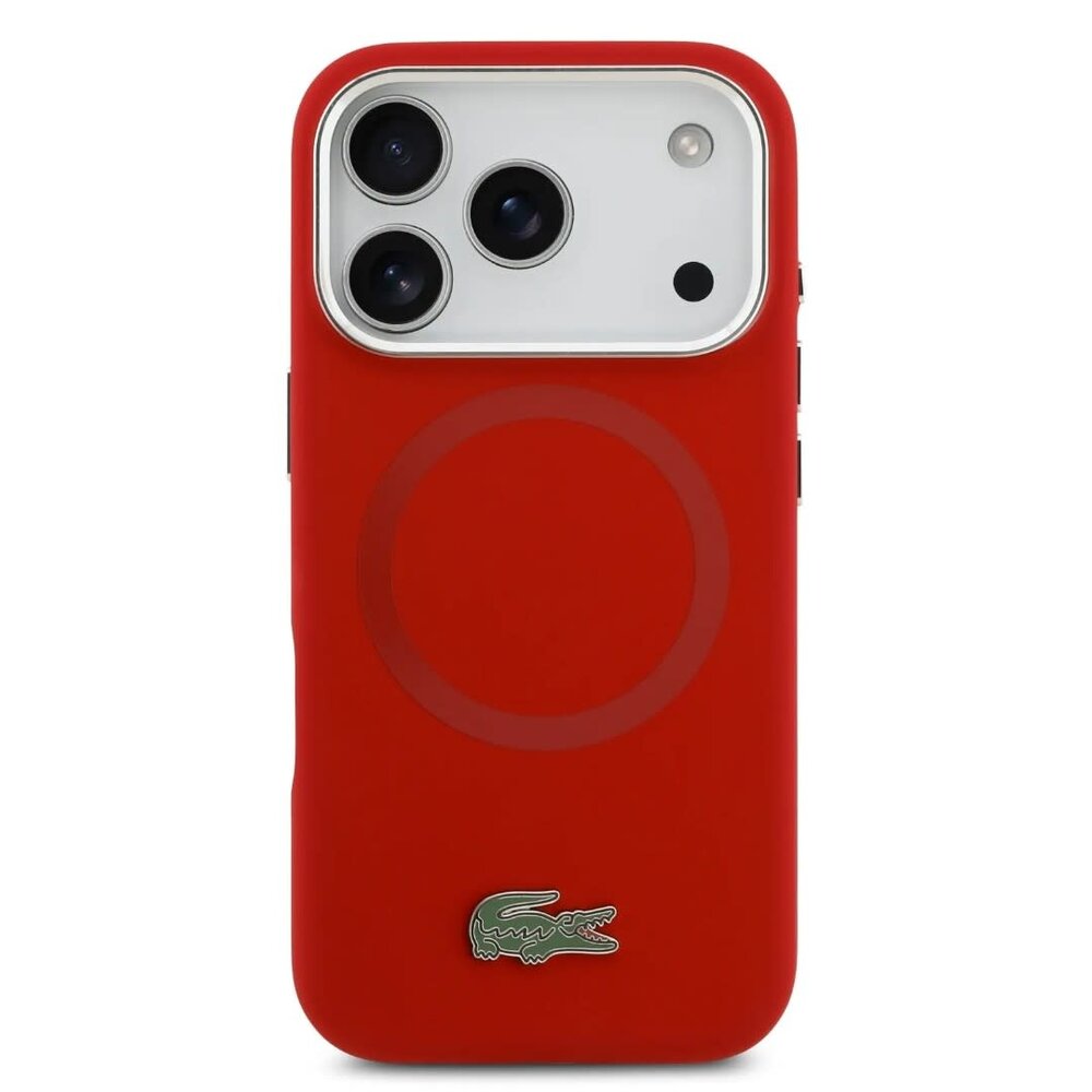 Lacoste Lacoste iPhone 17 Pro Max Back-Cover hul - MagSafe - Metal Logo - Rot Lacoste Lacoste iPhone 17 Pro Max Back-Cover hul - MagSafe - Metal Logo - Rot