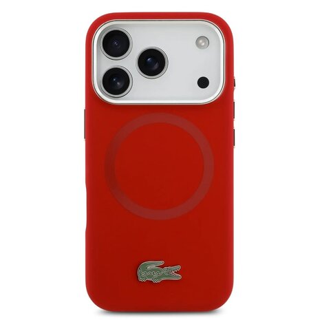 Lacoste Lacoste iPhone 17 Pro Max Backcover hoesje - MagSafe - Metal Logo - Rood Lacoste Lacoste iPhone 17 Pro Max Backcover hoesje - MagSafe - Metal Logo - Rood