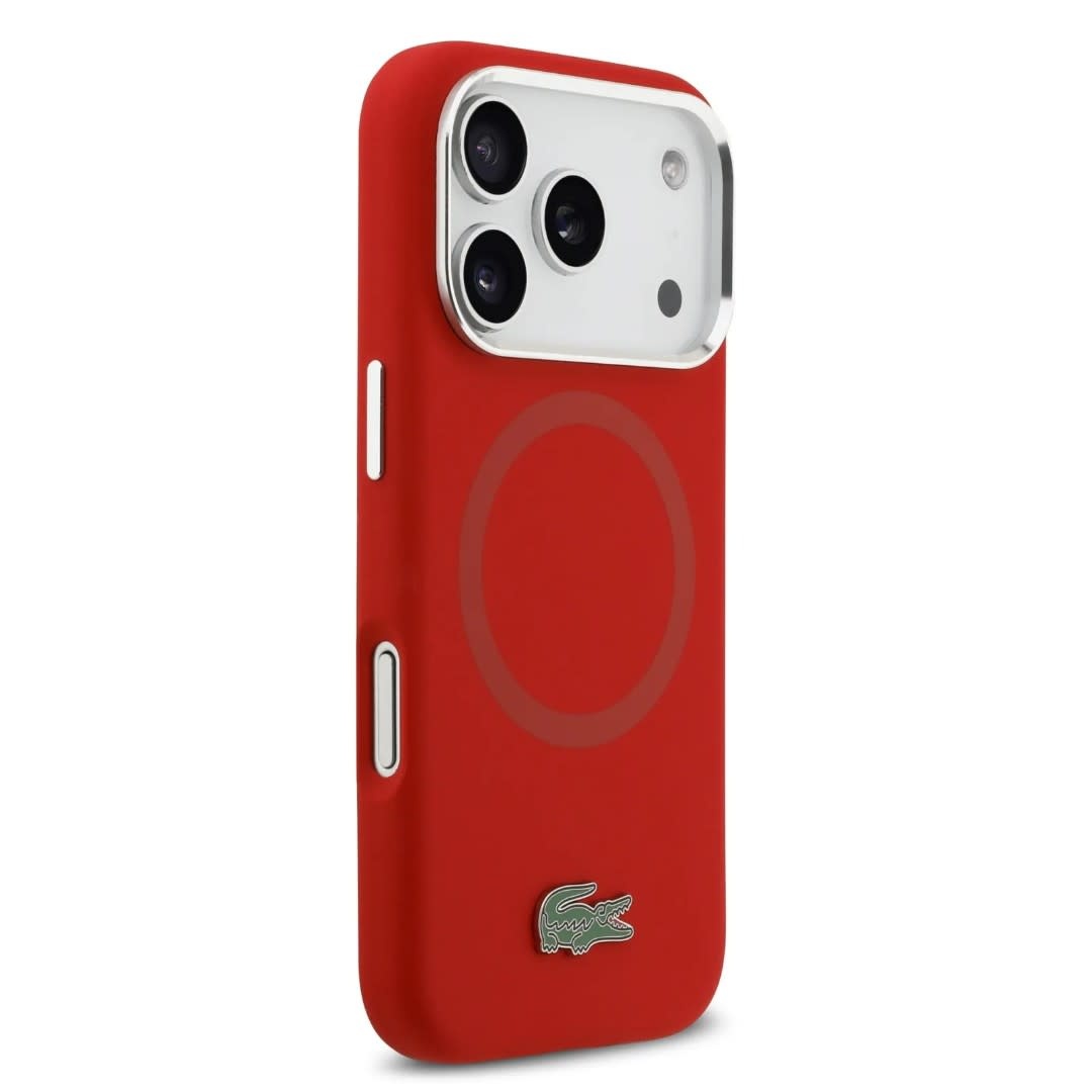 Lacoste Lacoste iPhone 17 Pro Max Backcover hoesje - MagSafe - Metal Logo - Rood, foto 4 van 6