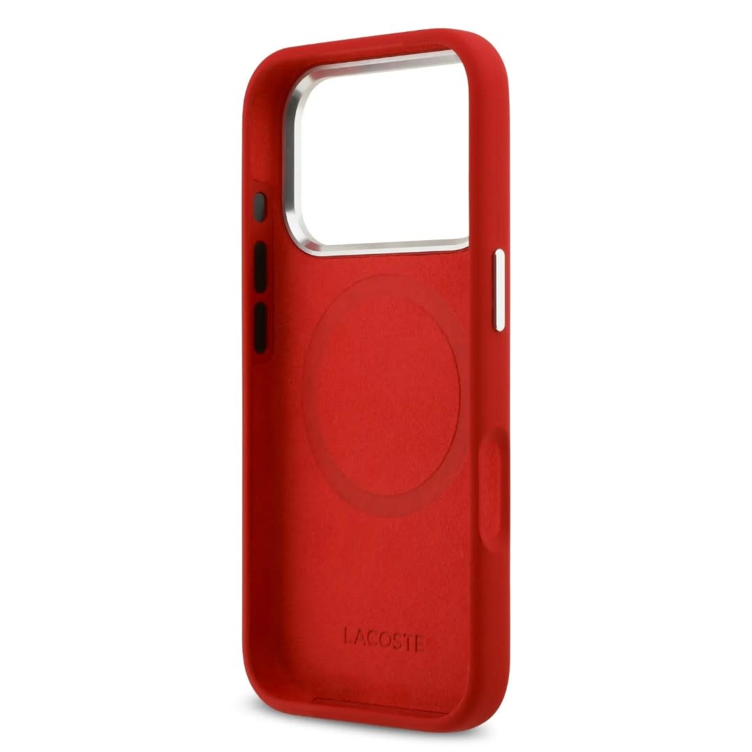 Lacoste Lacoste iPhone 17 Pro Max Backcover hoesje - MagSafe - Metal Logo - Rood, foto 6 van 6
