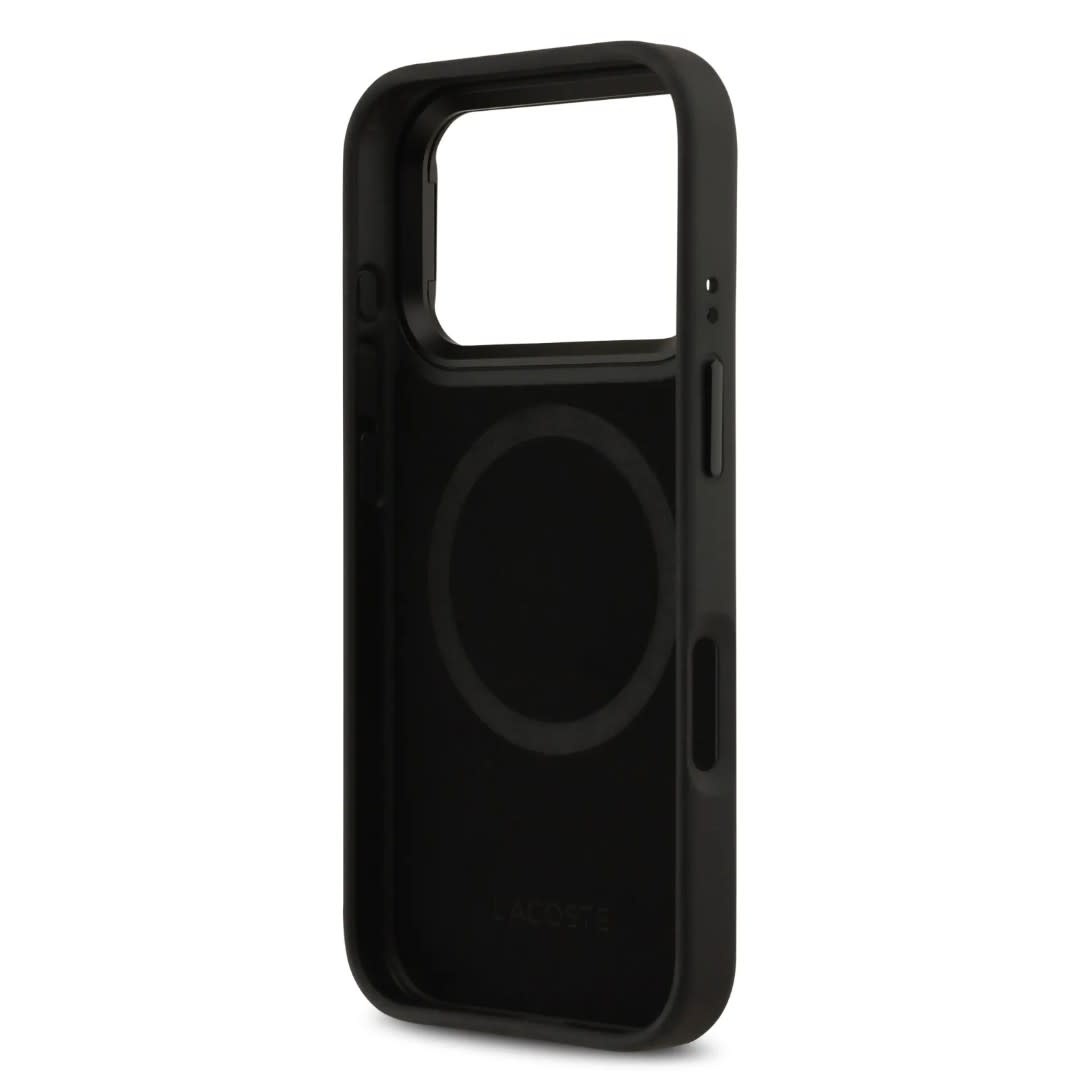 Lacoste Lacoste iPhone 17 Pro Backcover hoesje - MagSafe - Nomogramme Logo with Camera Stand - Zwart, foto 6 van 6
