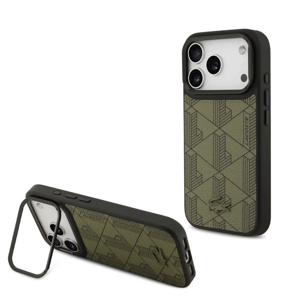 Lacoste Lacoste iPhone 17 Pro Back cover case - MagSafe - Nomogramme Logo with Camera Stand - Green Lacoste Lacoste iPhone 17 Pro Back cover case - MagSafe - Nomogramme Logo with Camera Stand - Green